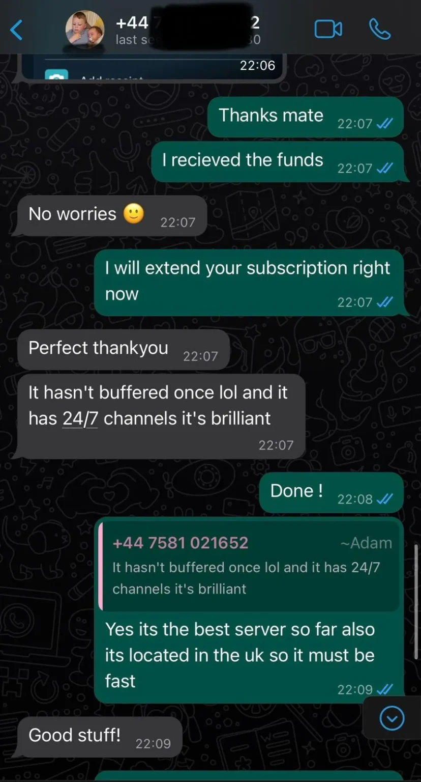 MonIPTV WhatsApp customer review