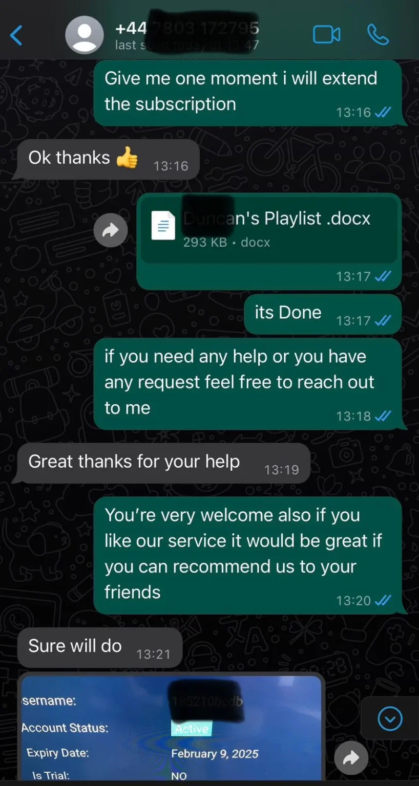 MonIPTV WhatsApp customer review